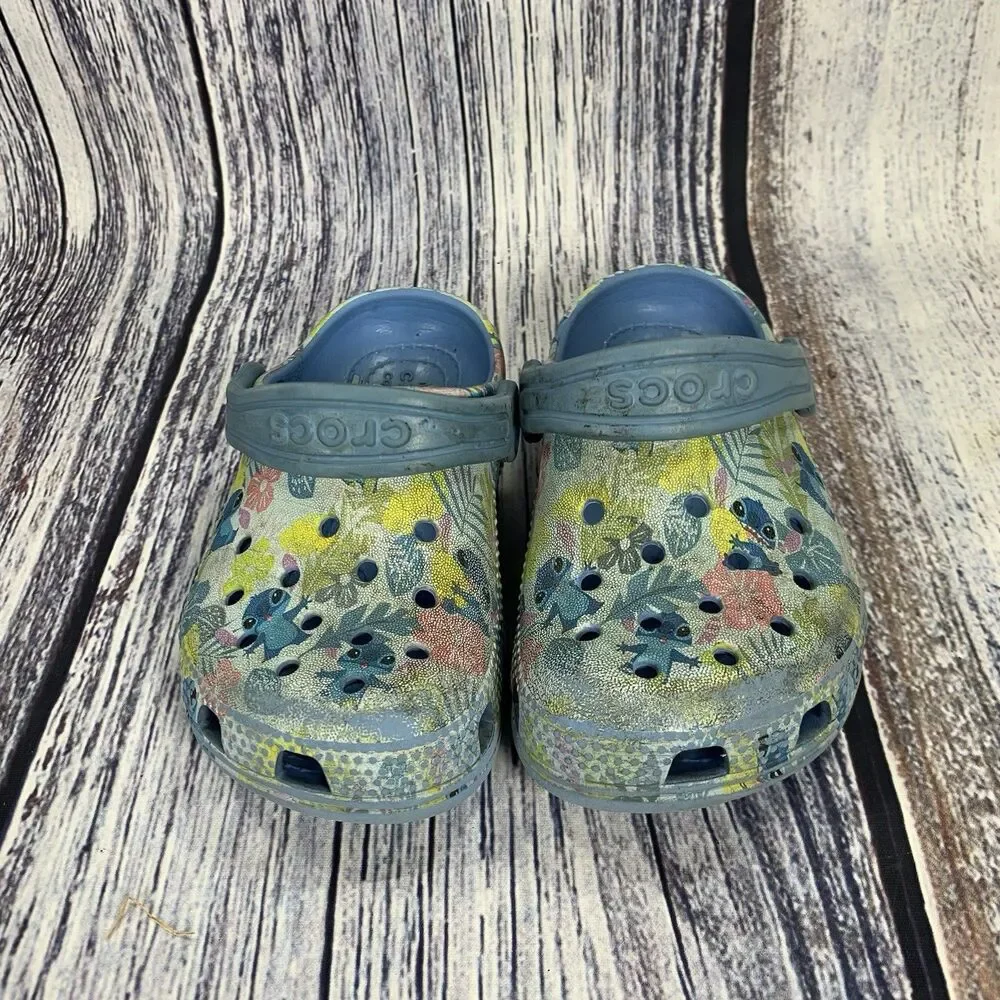 Crocs X Disney Stitch Hawaiian Print Classic Clogs Toddler Size C 8